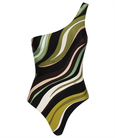 Shop Emilio Pucci Lycra Swimsuit In Green
