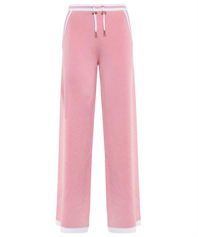 Shop Balmain Contrasted Knitted Large Trousers In Pink