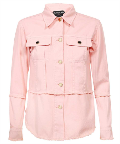 Shop Tom Ford Lightweight Denim Jean Shirt In Pink