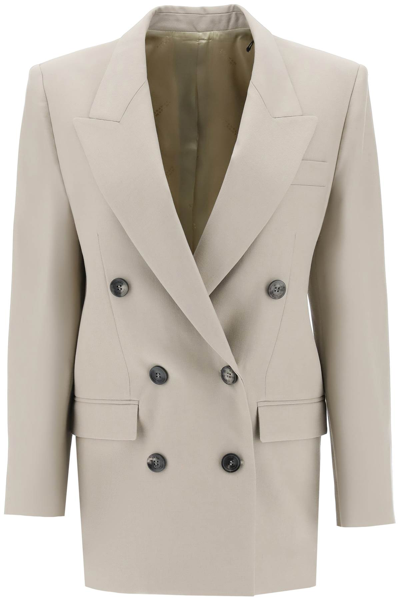 Shop Isabel Marant 'nevimea' Double Breasted Wool Jacket In Grey