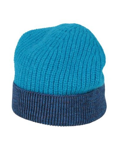 Shop Pinko Woman Hat Azure Size Onesize Polyamide, Mohair Wool, Alpaca Wool In Blue