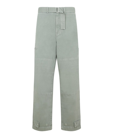 Shop Lemaire Belted Straight Leg Pants In Green