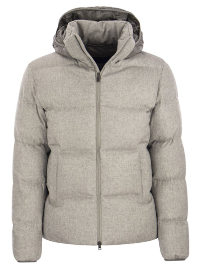 Shop Herno Hooded Bomber Jacket In Grey