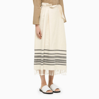 Shop Weekend Max Mara Ivory Linen Skirt-pareo Women In Cream