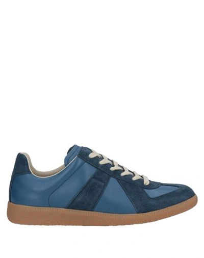 Shop Maison Margiela Man Sneakers Blue Size 8 Soft Leather
