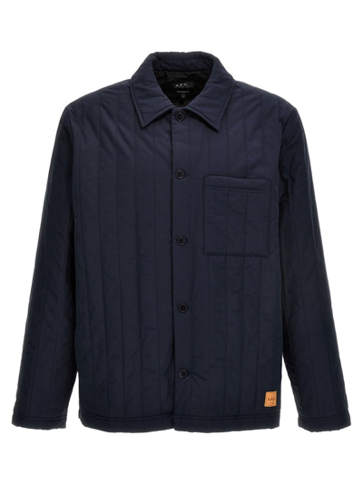 Shop Apc A.p.c. Hugo Quilted Jacket In Navy