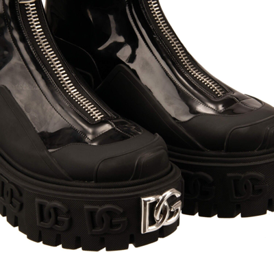 Pre-owned Dolce & Gabbana Dg Logo Hi Trekking Biker Stiefelette Stiefel Boots Black 12882