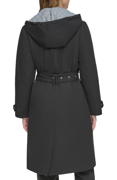 Shop Andrew Marc Water Resistant Belted Trench Coat In Black