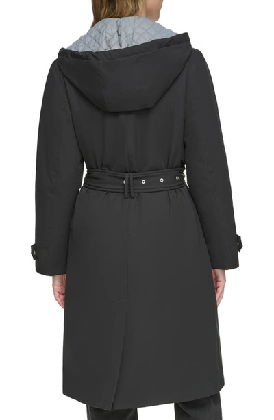 Andrew Marc Water Resistant Belted Trench Coat In Black