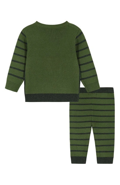Shop Andy & Evan Crewneck Sweater & Pants Set In Olive Hedgehog