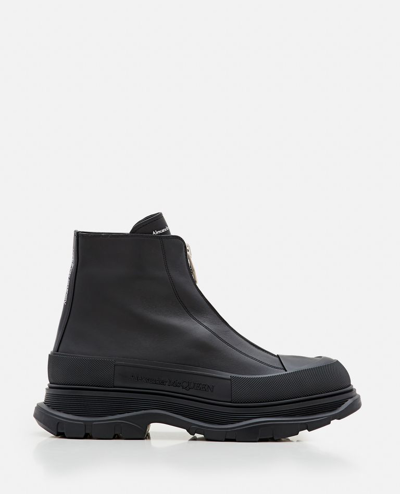 Shop Alexander Mcqueen Boots Front Zip In Black