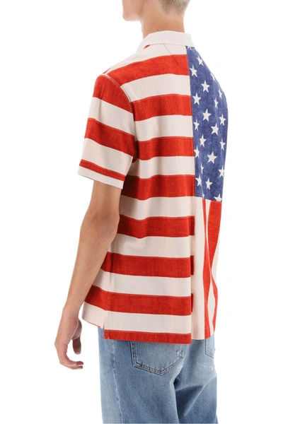 Shop Polo Ralph Lauren Classic Fit Polo Shirt With Printed Flag In Multicolor