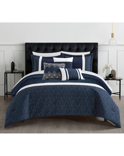 Shop Chic Home Macey Comforter Set In Navy