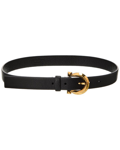 Shop Ferragamo Gancini Adjustable Leather Belt In Black