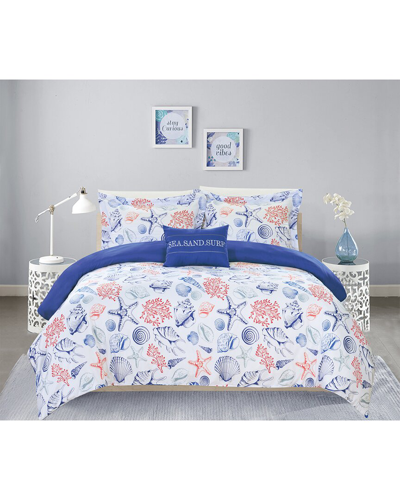 Shop Chic Home Candace Reversible Duvet Cover Set In Multi