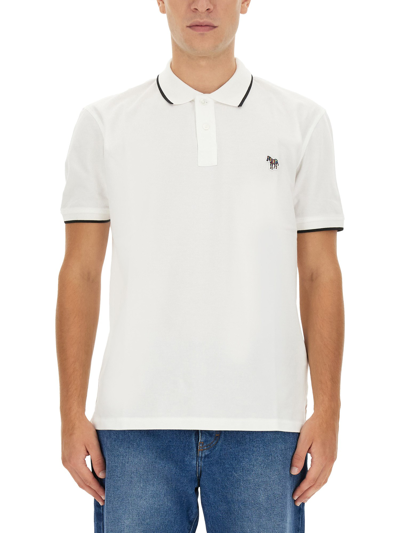 Shop Ps By Paul Smith Polo Shirt With Zebra Patch In White