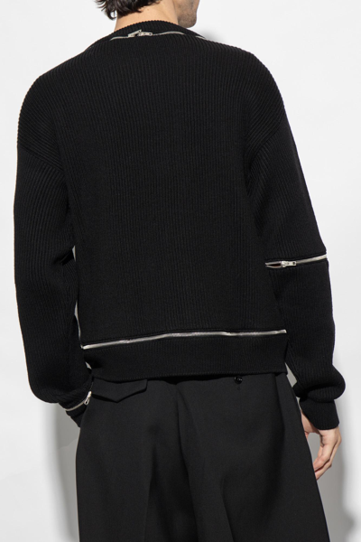 Shop Moschino Wool Sweater With Zips In Black