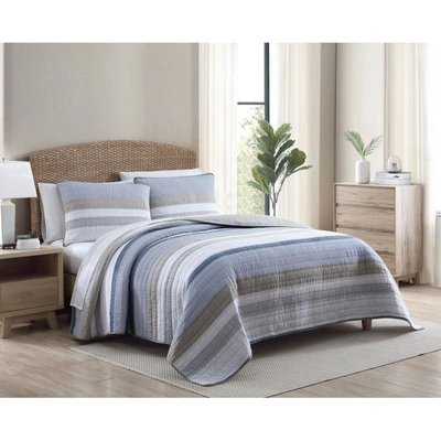 Nautica Galewood Beige Cotton Reversible 2-piece Quilt Set, Twin