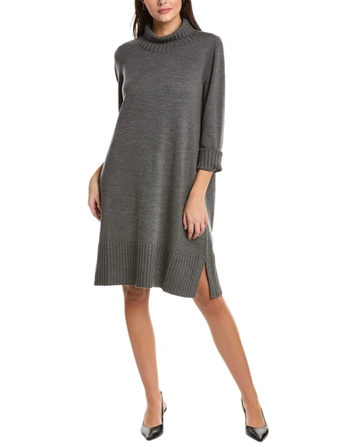 Shop Eileen Fisher Turtleneck Wool Dress In Grey