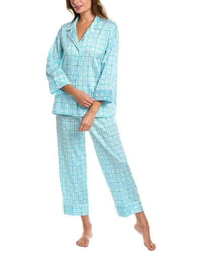 Shop Natori 2pc Infinity Sateen Pajama Set In Blue