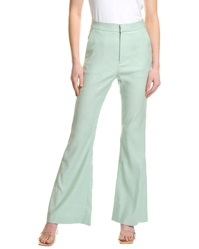 Shop Ted Baker Kick Flare Linen-blend Trouser In Green