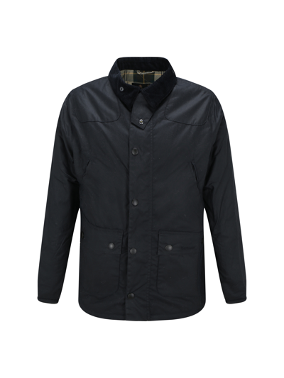 Shop Barbour Reelin Wax Jacket In Navy