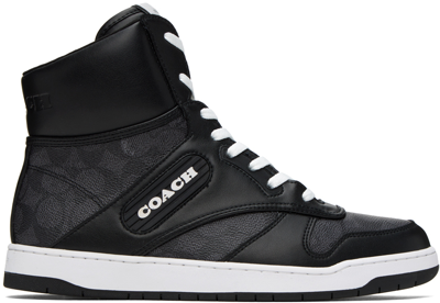 Shop Coach Black & Gray C202 Sneakers In Charcoal / Black