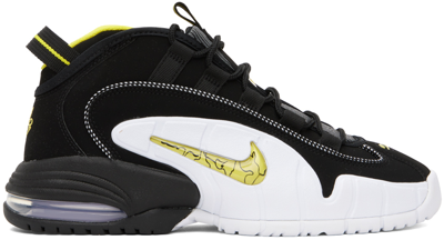 Shop Nike Black & Yellow Air Max Penny Sneakers In White/opti Yellow Bl
