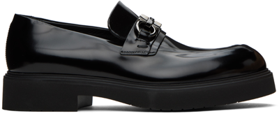 Shop Ferragamo Black Gancini Loafers In Nero || Nero || Nero