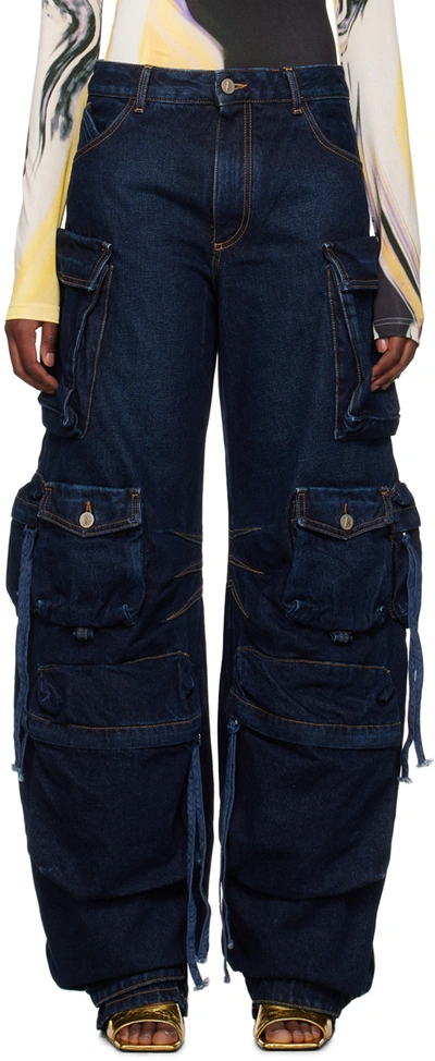 Shop Attico Blue Fern Jeans In 240 Dark Blue
