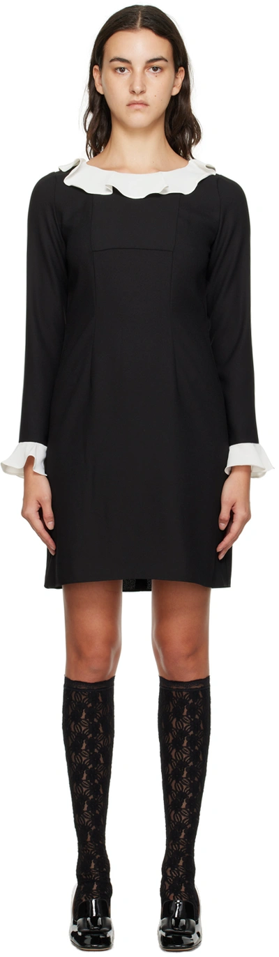 Shop Anna Sui Black Combo Minidress In Black/vanilla