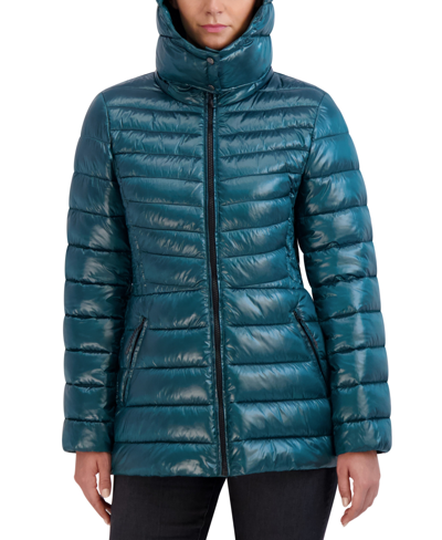 Shop Cole Haan Women's Shine Hooded Packable Puffer Coat In Emerald