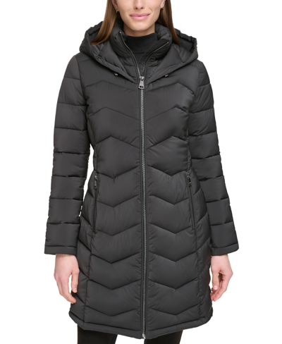 Shop Calvin Klein Women's Hooded Packable Puffer Coat In Black
