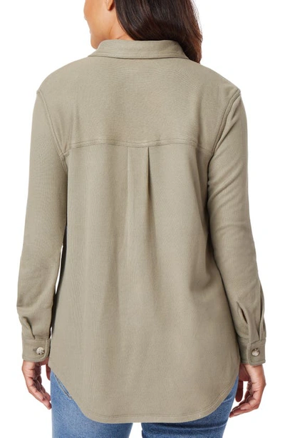 Shop C&c California C & C California Marina Luxe Essential Knit Button-up Shirt In Vetiver
