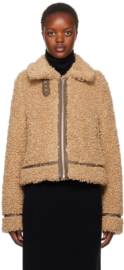 Shop Stand Studio Brown Audrey Faux-shearling Jacket In 12147 Nugt/ebny Brwn