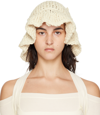 Shop Airei Off-white Distressed Bucket Hat In Natural