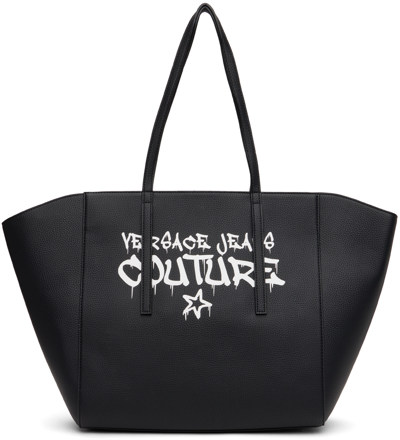 Shop Versace Jeans Couture Black Bonded Tote In E899 Black