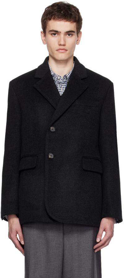 Shop Dunst Gray Notched Lapel Blazer In Charcoal Grey