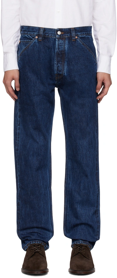 Shop Drake's Indigo Five-pocket Jeans In 200 Stone