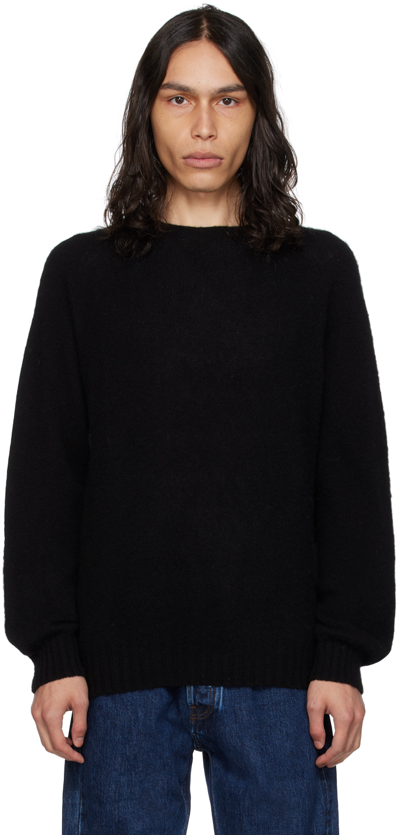 Shop Drake's Black Brushed Sweater In 100 Black