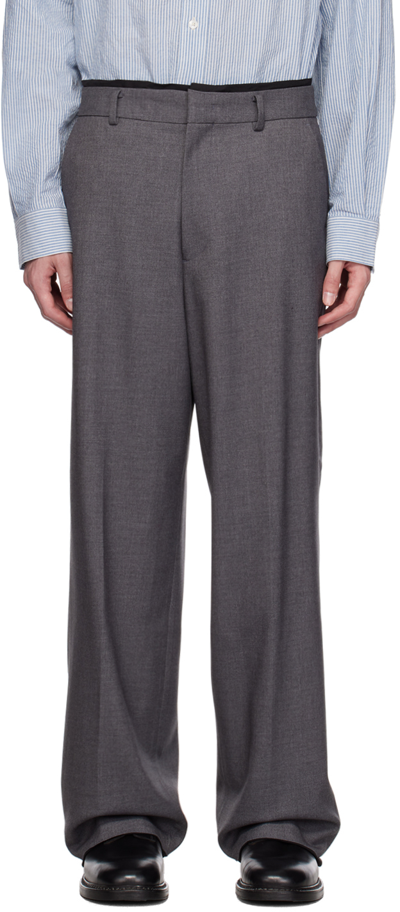 Shop Dunst Gray Wide-leg Trousers In Charcoal Grey