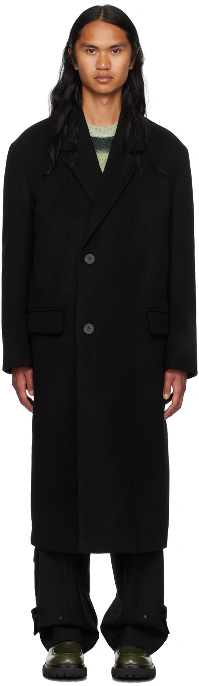 Shop Wooyoungmi Black Belted Coat In Black 912b