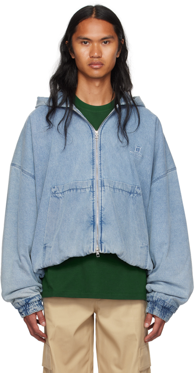 Shop Wooyoungmi Blue Hooded Denim Jacket In Blue 863l