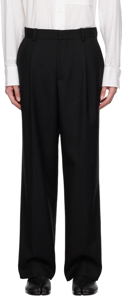 Shop Solid Homme Black Pinched Seams Trousers In 703b Black