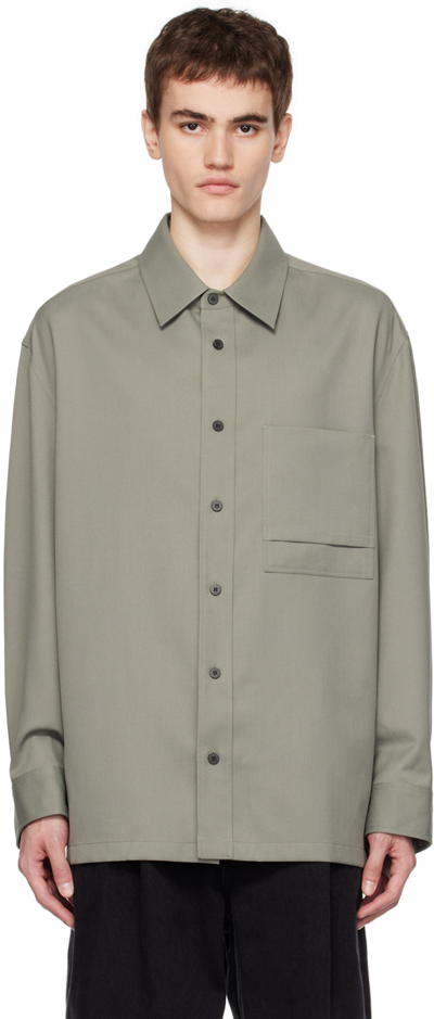 Shop Solid Homme Khaki Pocket Shirt In 471k Khaki