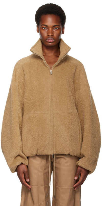 Shop System Tan Hairy Jacket In Camel
