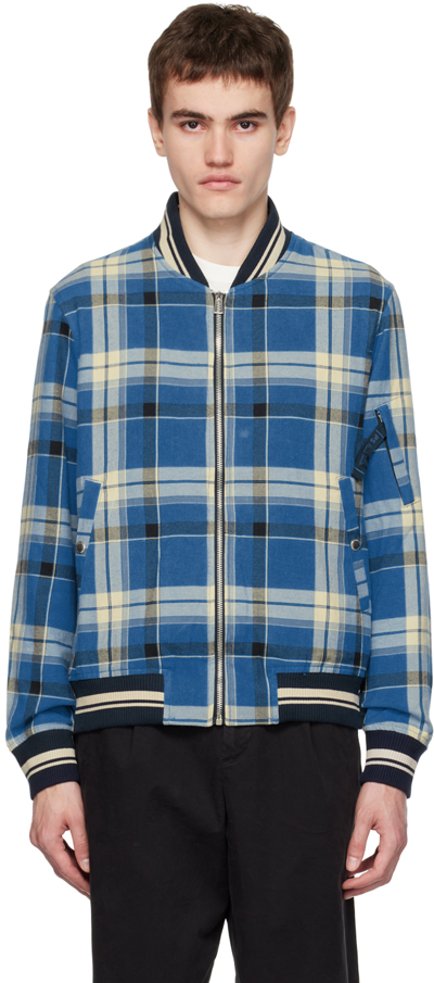Ps By Paul Smith Checked Bomber Jacket In 45 Blues
