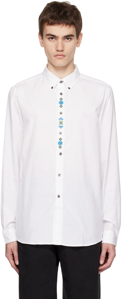 Shop Ps By Paul Smith White Embroidered Shirt In 01 Whites