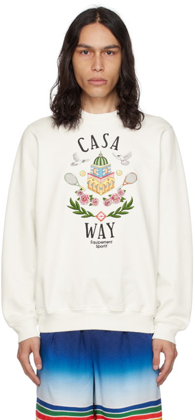 Shop Casablanca White 'casa Way' Sweatshirt