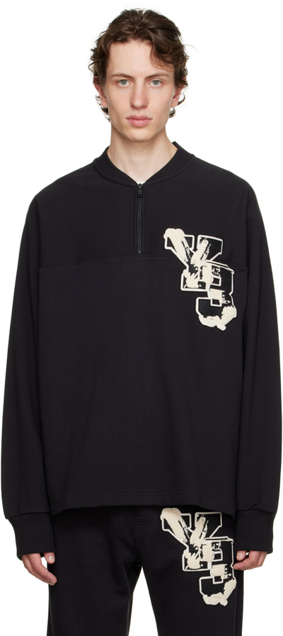 Shop Y-3 Black Graphic Sweatshirt In Black/blanch Yellow